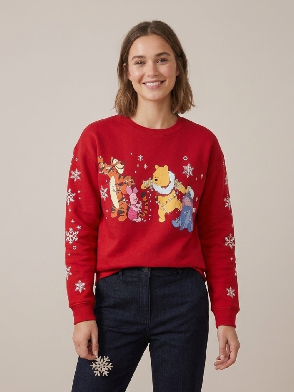 Disney Winnie the Pooh Christmas Sweatshirt Holiday Crewneck Small